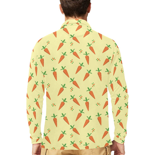 Carrot Pattern Print Design 04 Long Sleeve Polo Shirt For Men's