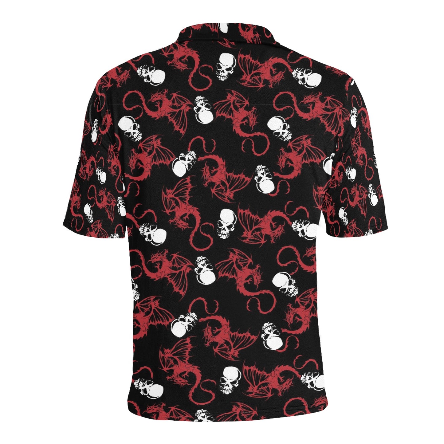Skull With Red Dragon Print Design LKS304 Men Polo Shirt