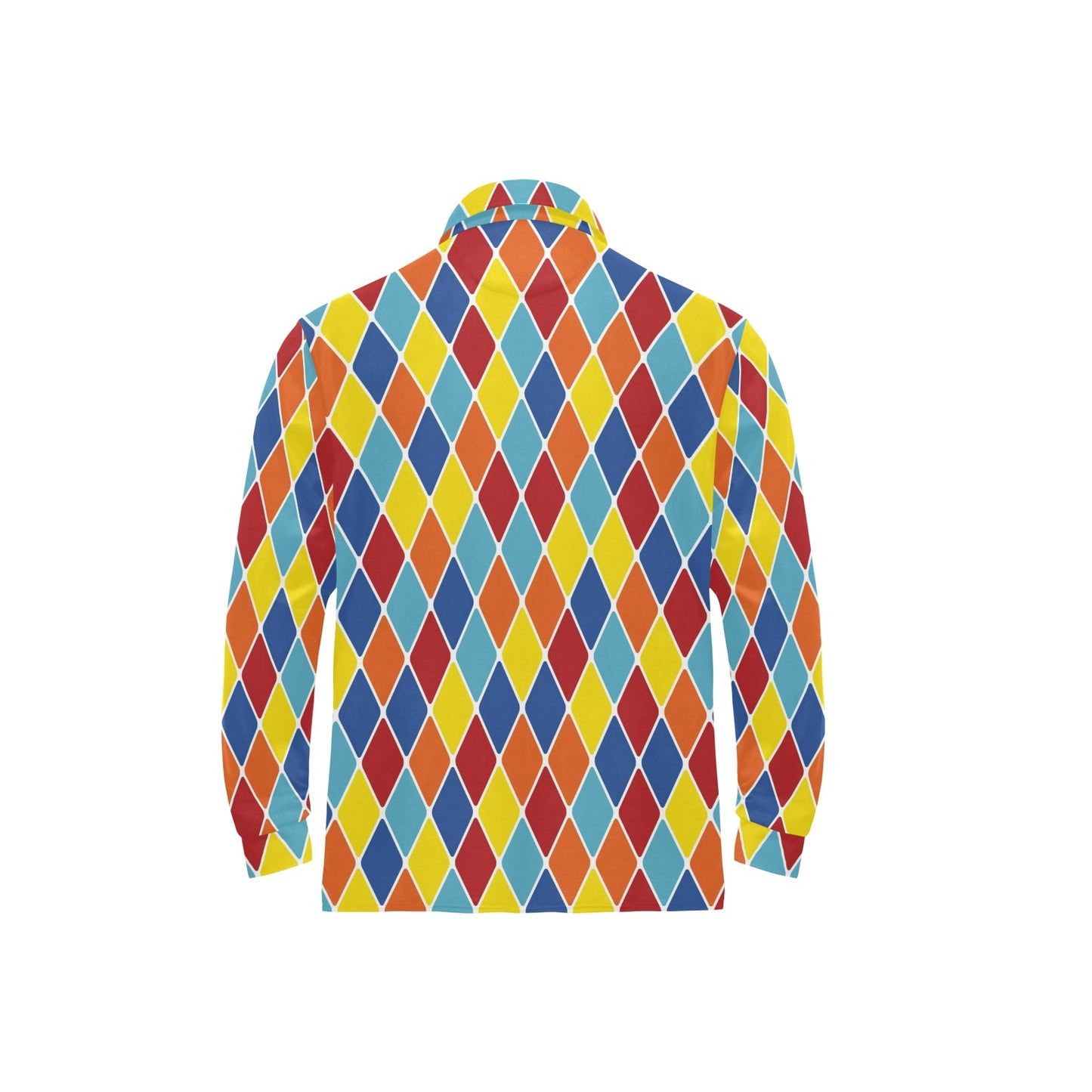 Harlequin Pattern Print Design 01 Long Sleeve Polo Shirt For Men's