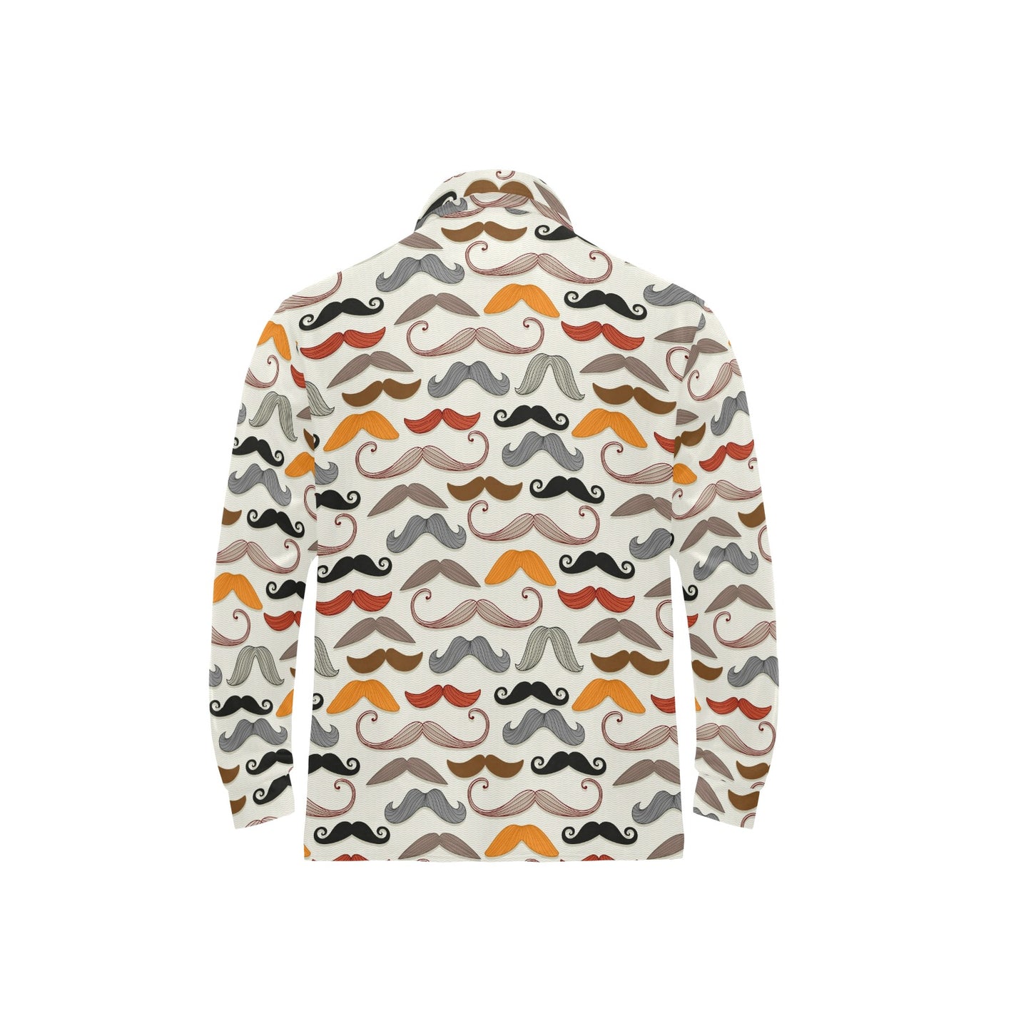 Mustache Pattern Print Design A02 Long Sleeve Polo Shirt For Men's