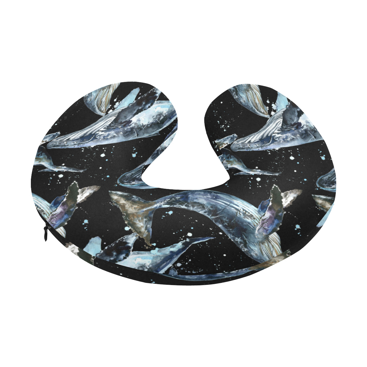 Humpback Whale Pattern Print Design 01 U-Shaped Travel Neck Pillow