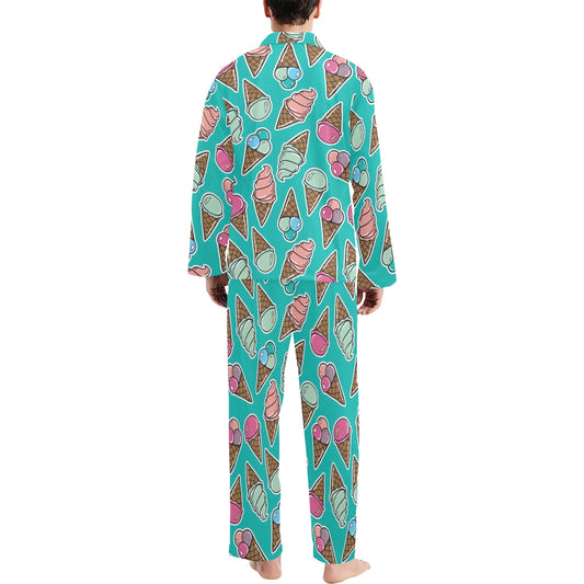 Ice Cream Pattern Print Design IC01 Men's Long Pajama Set