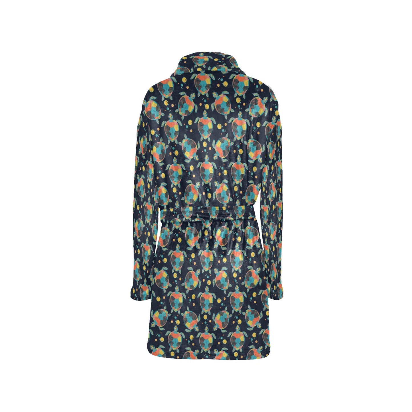Sea Turtle Colorful with bubble Print Women's Fleece Robe