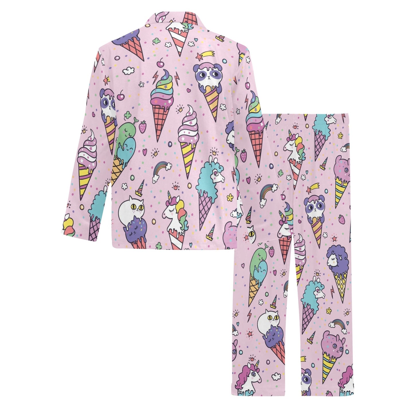 Ice Cream Pattern Print Design IC05 Men's Long Pajama Set