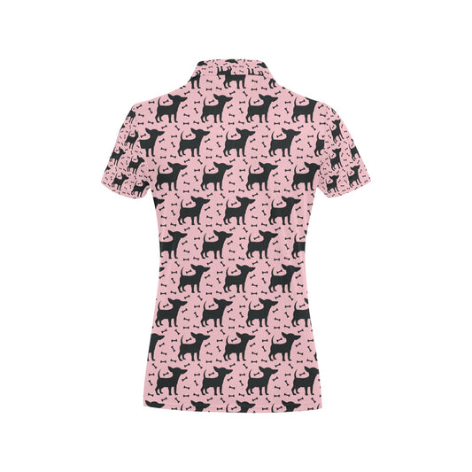 Chihuahua Pink Print Pattern Women's Polo Shirt
