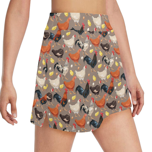 Chicken Evolution Pattern 17" Golf & Pickleball Skort with Pockets