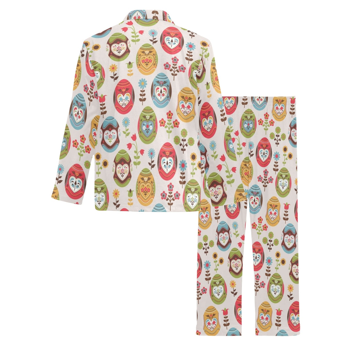 Easter Eggs Pattern Print Design RB011 Men's Long Pajama Set