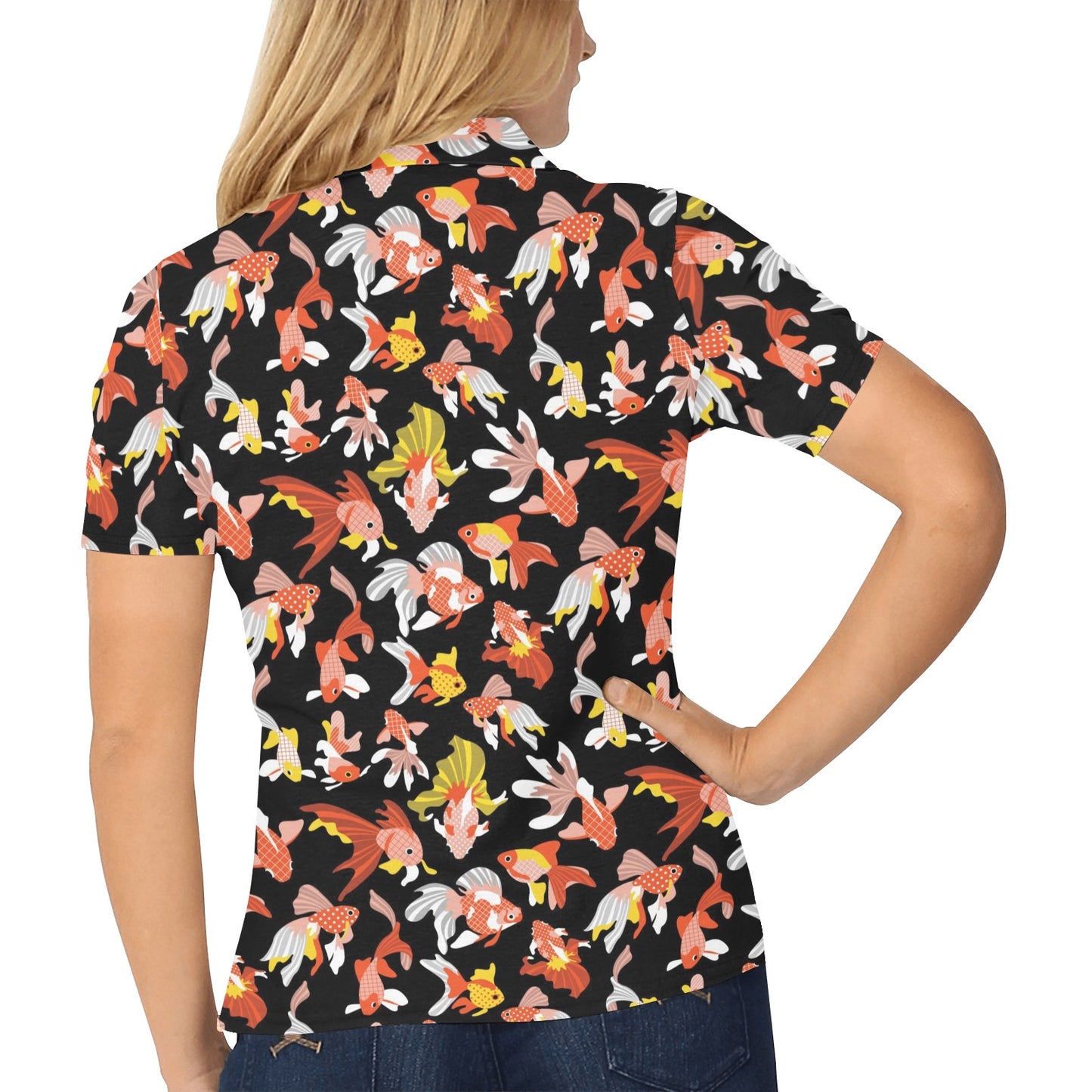 Goldfish Print Design LKS401 Women's Polo Shirt