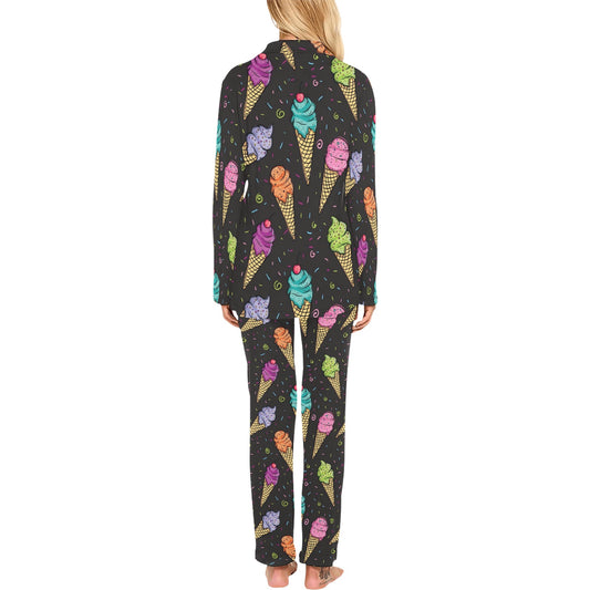 Ice Cream Pattern Print Design IC06 Women's Long Pajama Set