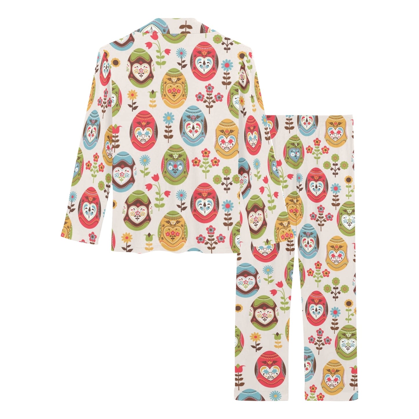 Easter Eggs Pattern Print Design RB011 Women's Long Pajama Set