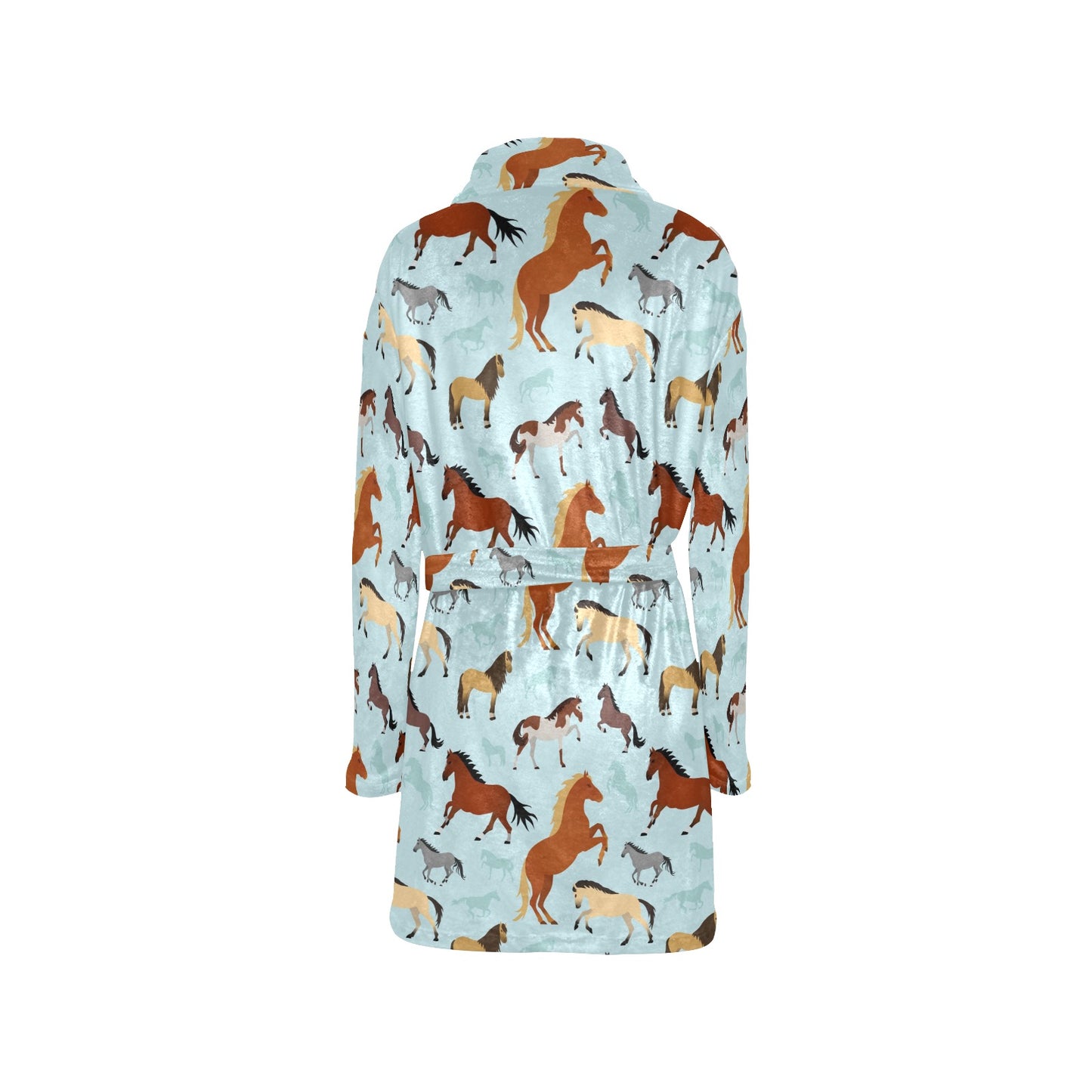 Horse Cute Themed Pattern Print Women's Fleece Robe