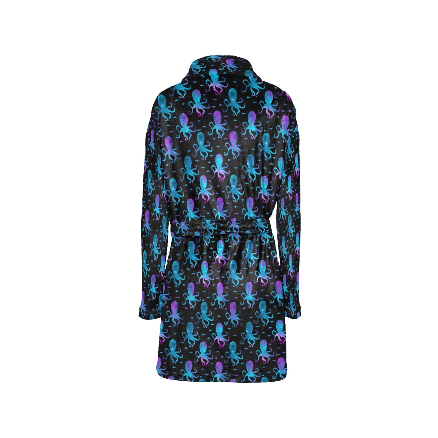 Octopus Blue Design Print Themed Women's Fleece Robe