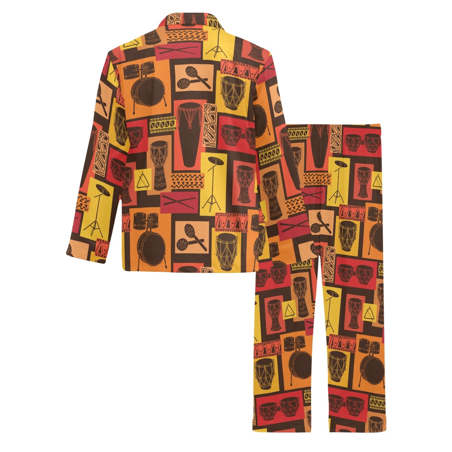 Percussion Pattern Print Design 02 Men's Long Pajama Set