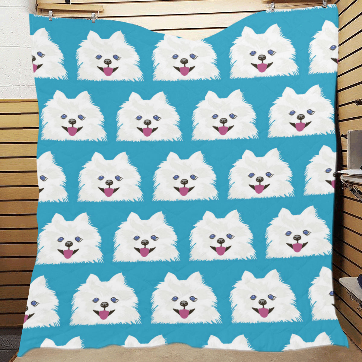 Pomeranians Pattern Print Design A05 Premium Quilt