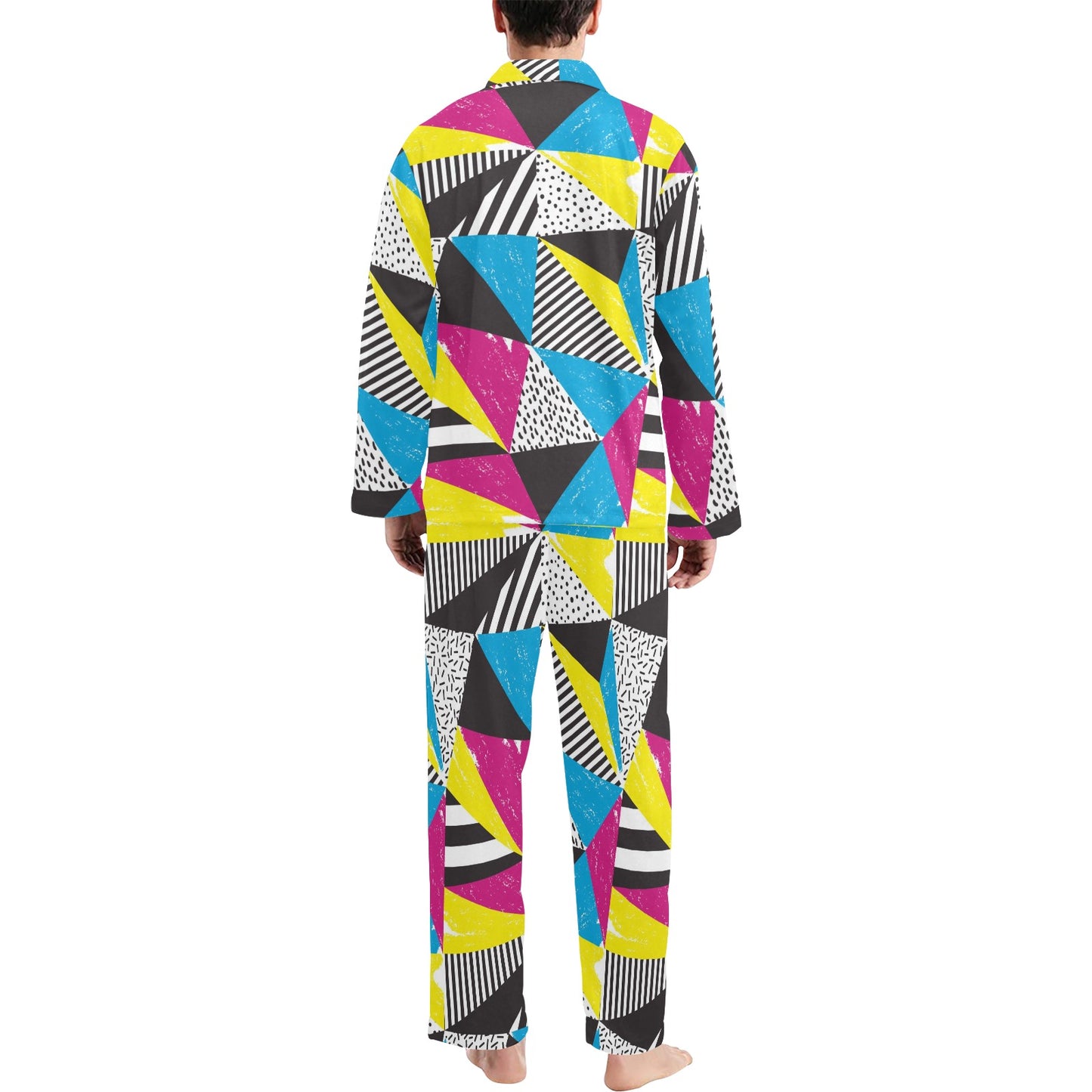80s Pattern Print Design 2 Men's Long Pajama Set