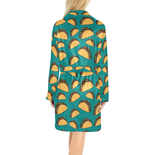 Taco Pattern Print Design TC07 Women's Fleece Robe