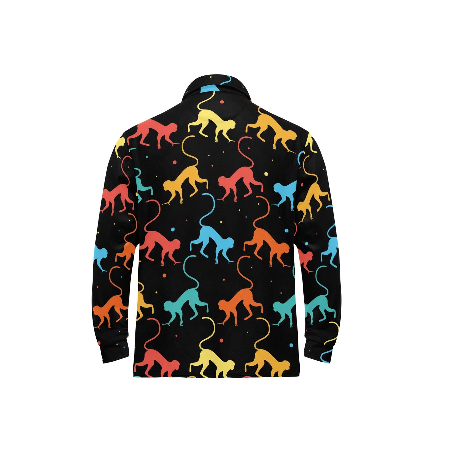Monkey Pattern Print Design 01 Long Sleeve Polo Shirt For Men's