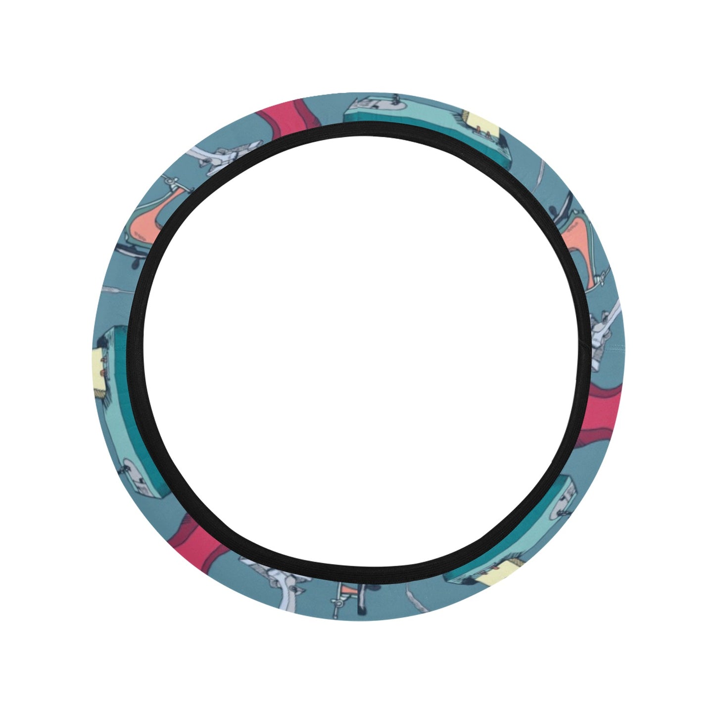 Sewing Equipment Print Design LKS301 Steering Wheel Cover with Elastic Edge