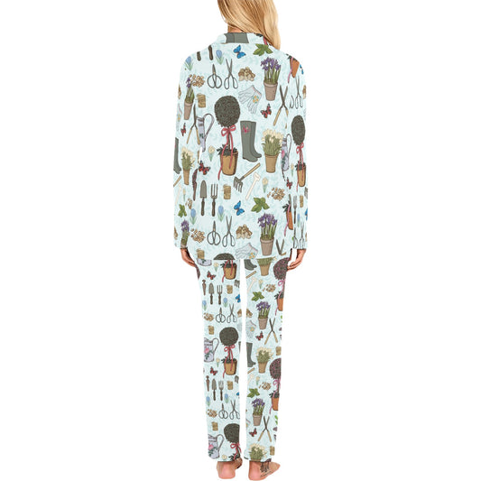 Gardening Pattern Print Design G01 Women's Long Pajama Set