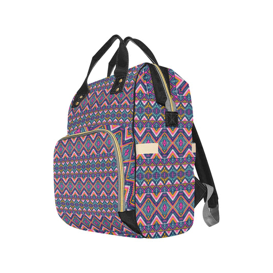 Indian Navajo Pink Themed Design Print Diaper Bag Backpack