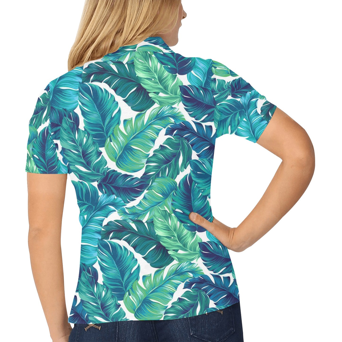 Brightness Tropical Palm Leaves Women's Polo Shirt