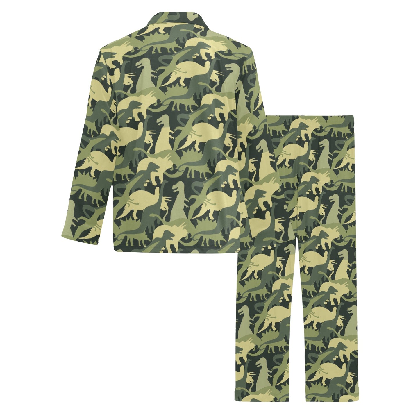 Camouflage Dinosaur Pattern Print Design 03 Men's Long Pajama Set