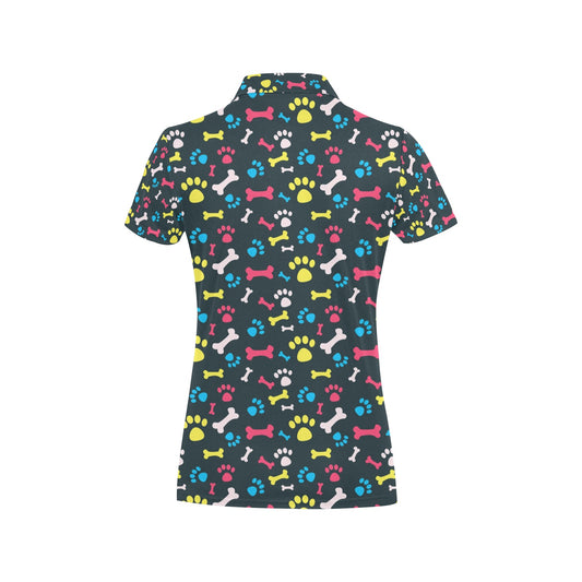 Paw Design Print Women's Polo Shirt