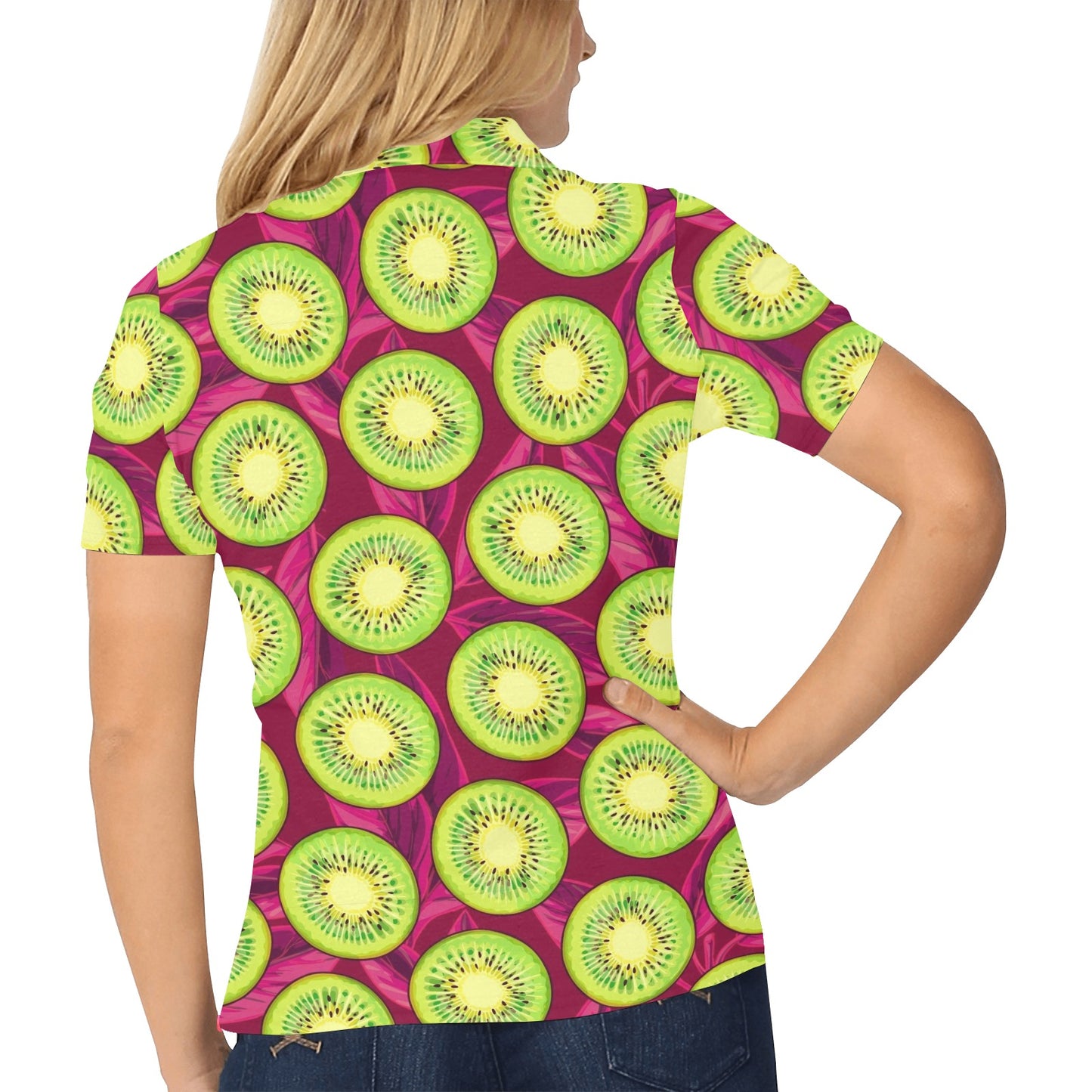 Kiwi Pattern Print Design KW05 Women's Polo Shirt
