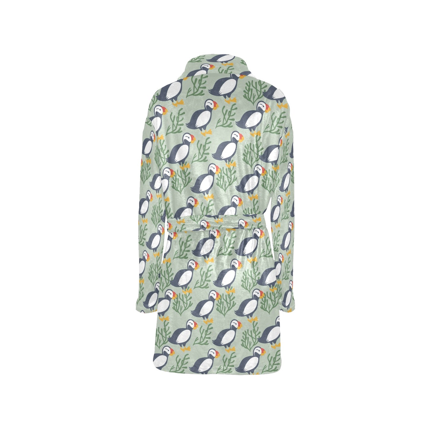 Puffin Pattern Print Design A04 Women's Fleece Robe