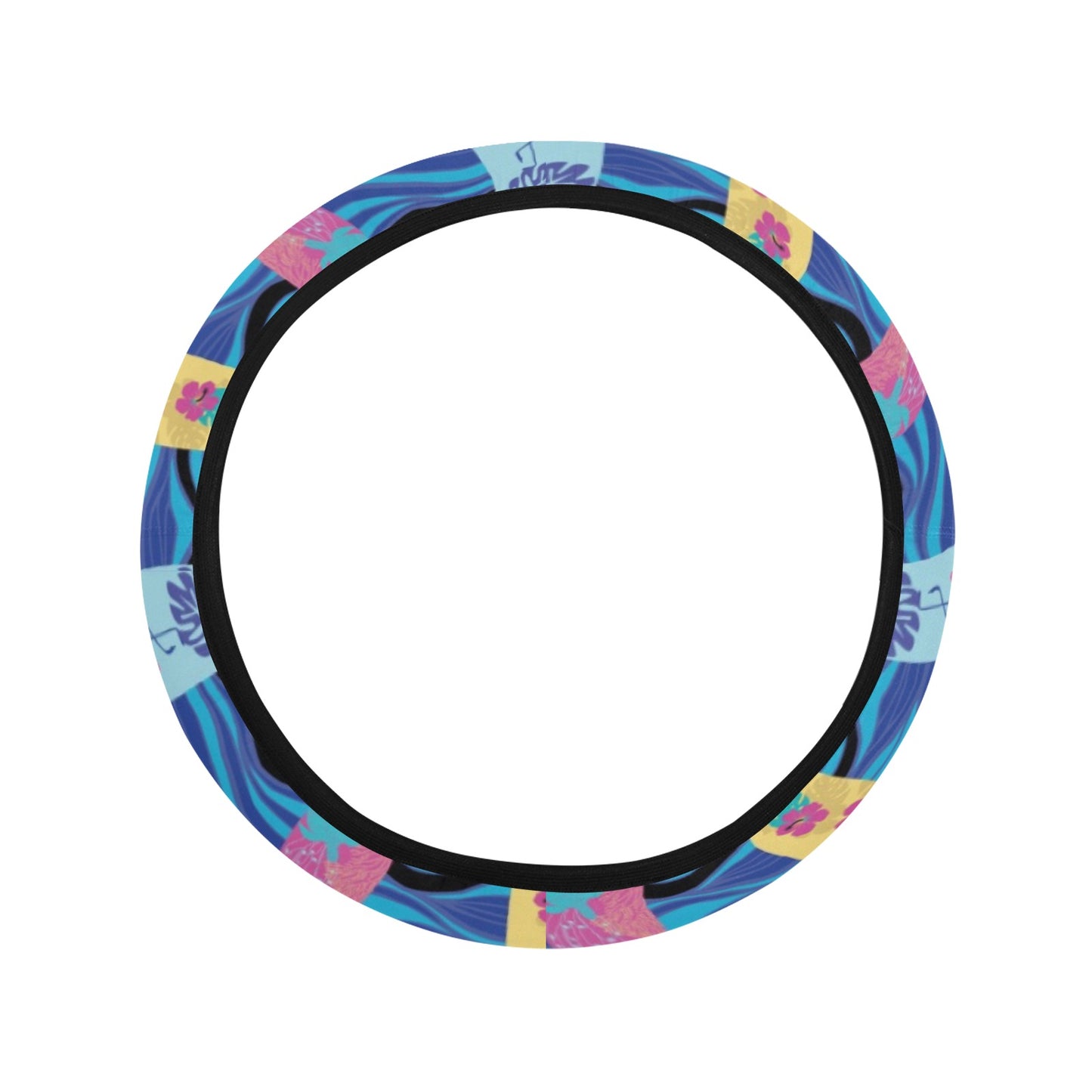 Surfboard Print Design LKS304 Steering Wheel Cover with Elastic Edge