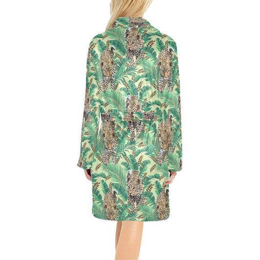 Leopard Pattern Print Design 03 Women's Fleece Robe