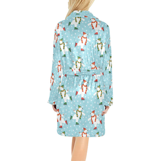 Polar Bear Pattern Print Design PB07 Women's Fleece Robe