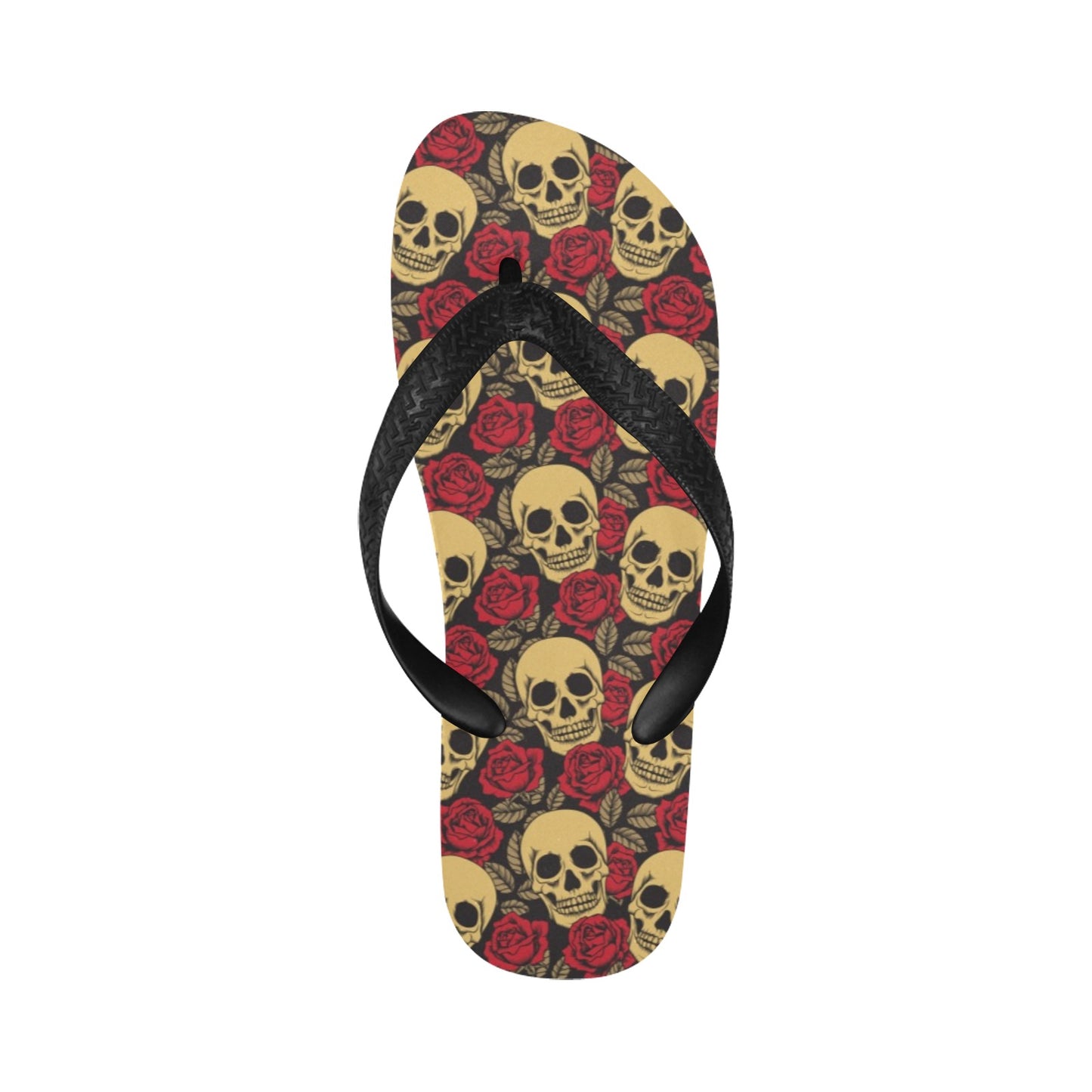 Skull And Roses Print Design LKS302 Flip Flops