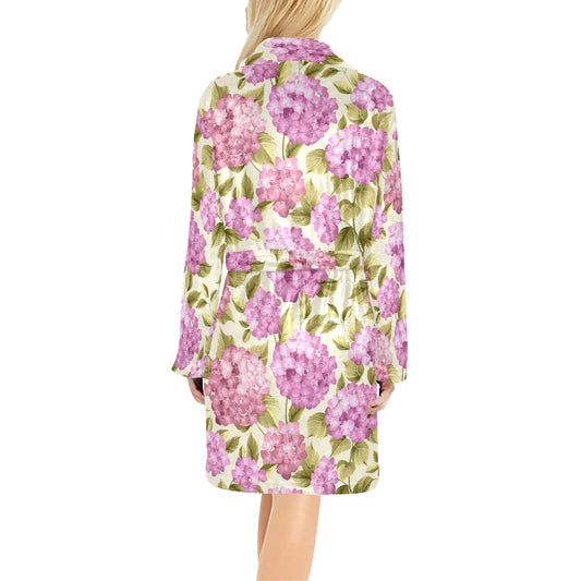 Hydrangea Pattern Print Design HD05 Women's Fleece Robe