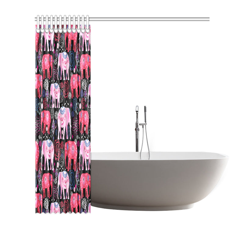 Pink Elephant Pattern Shower Curtain