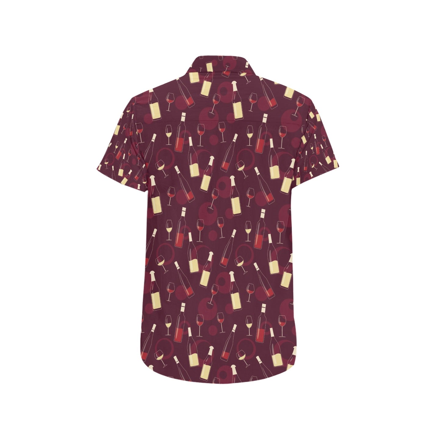 Wine Themed Print Design LKS302 Men Short Sleeve Button Up Shirt