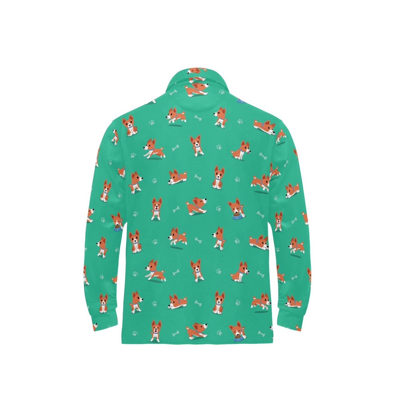 Basenji Pattern Print Design 02 Long Sleeve Polo Shirt For Men's