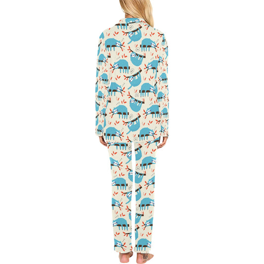 Sloth Print Design LKS3011 Women's Long Pajama Set