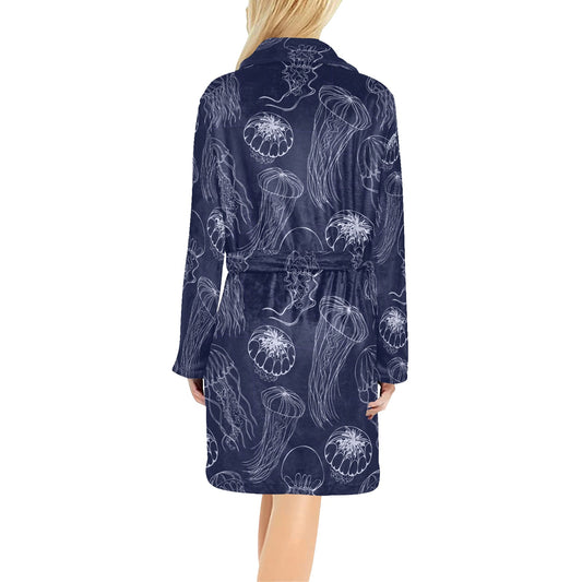 Jellyfish Pattern Print Design 05 Women's Fleece Robe