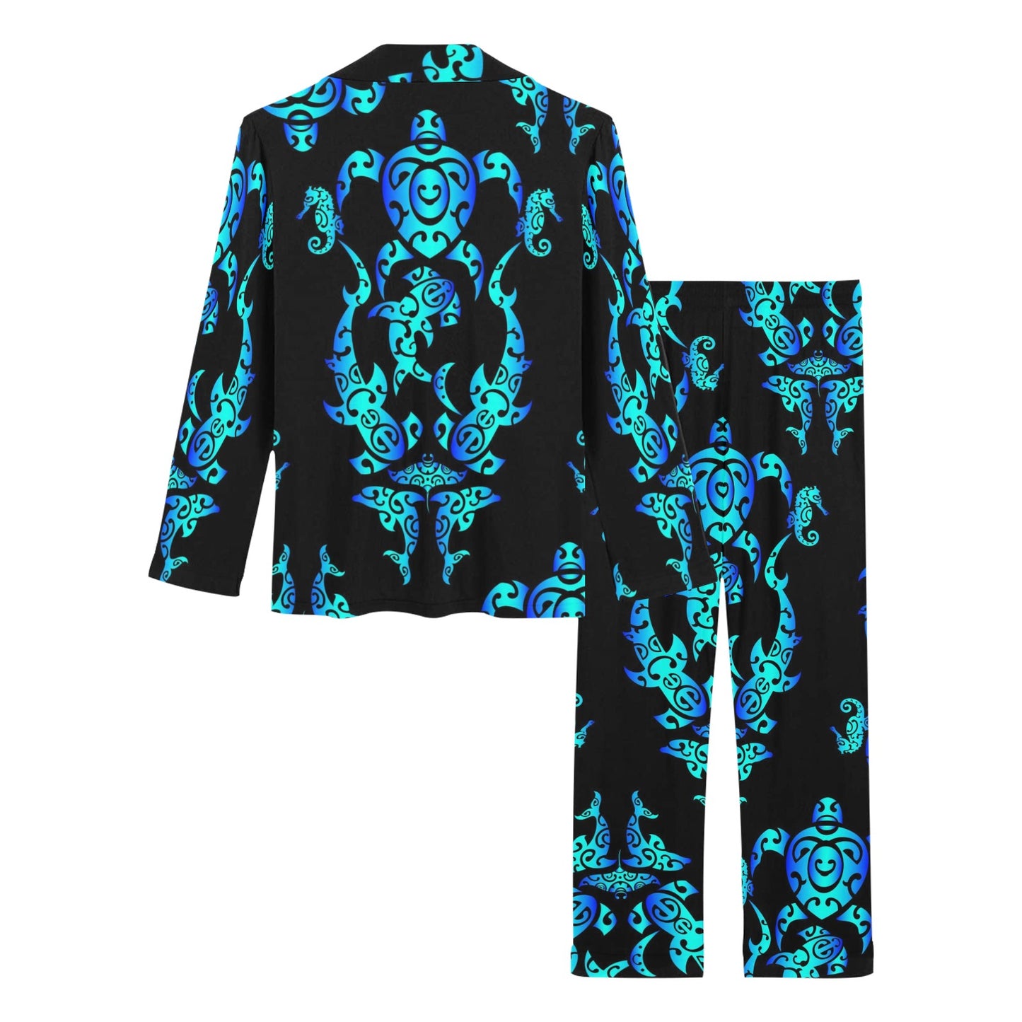 Sea turtle Polynesian Tribal Hawaiian Women's Long Pajama Set