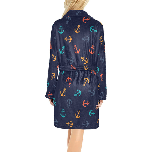 Anchor Pattern Print Design 05 Women's Fleece Robe