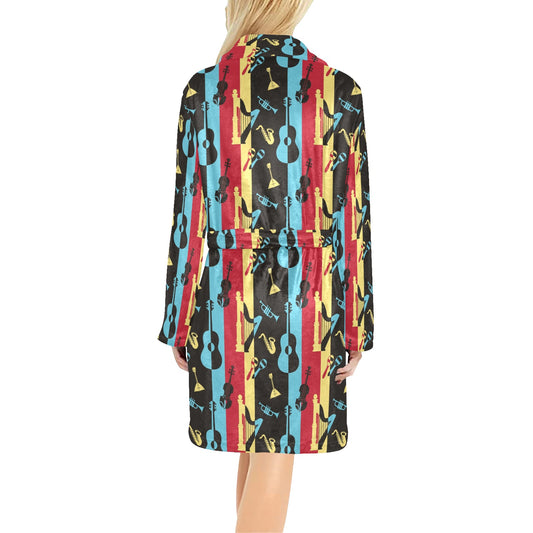 Jazz Pattern Print Design 02 Women's Fleece Robe