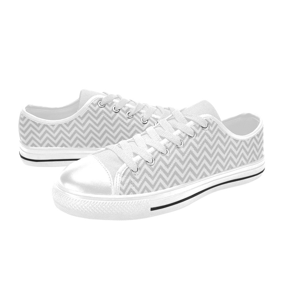 Chevron Print Design LKS401 Women's White Low Top Shoes