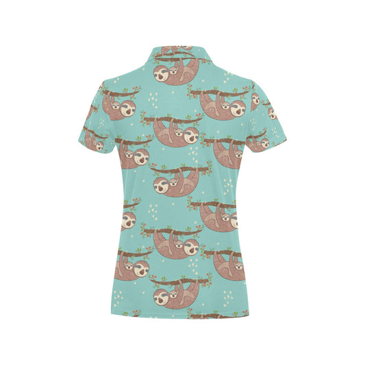 Sloth Print Design LKS302 Women's Polo Shirt