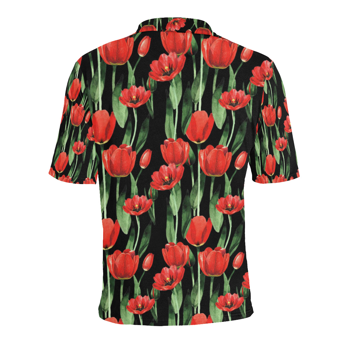 Tulip Red Pattern Print Design TP03 Men Polo Shirt