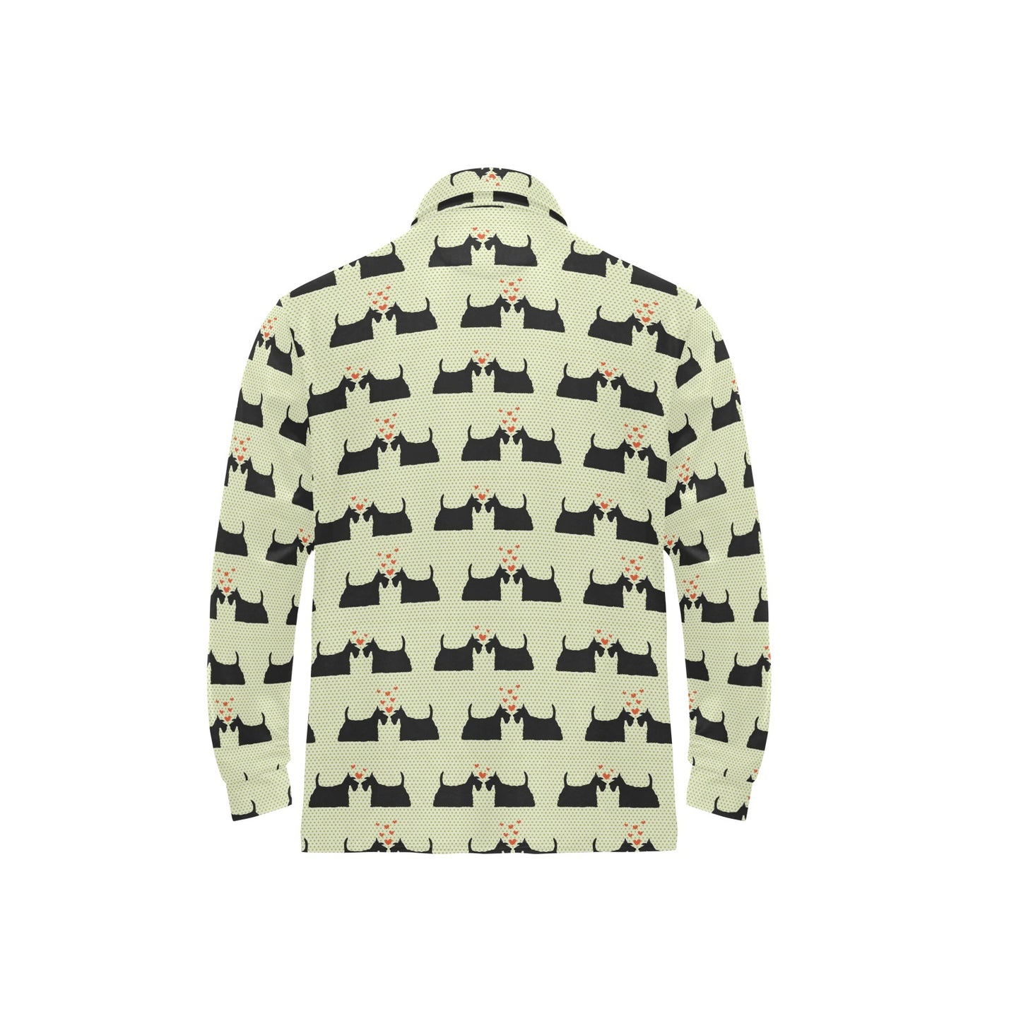 Scottish Terriers Print Design LKS304 Long Sleeve Polo Shirt For Men's