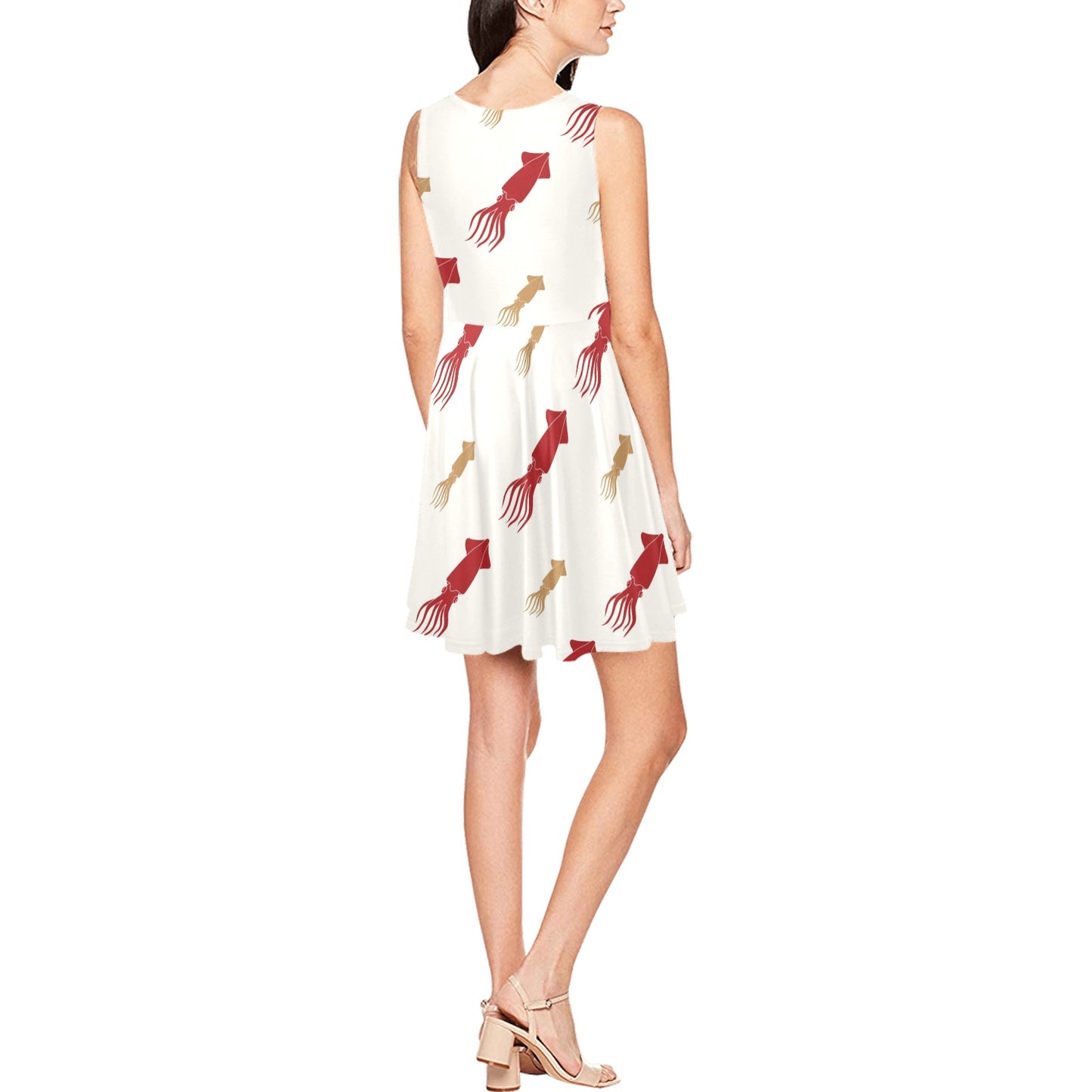 Giant Squid Pattern Print Design 01 Sleeveless Dress