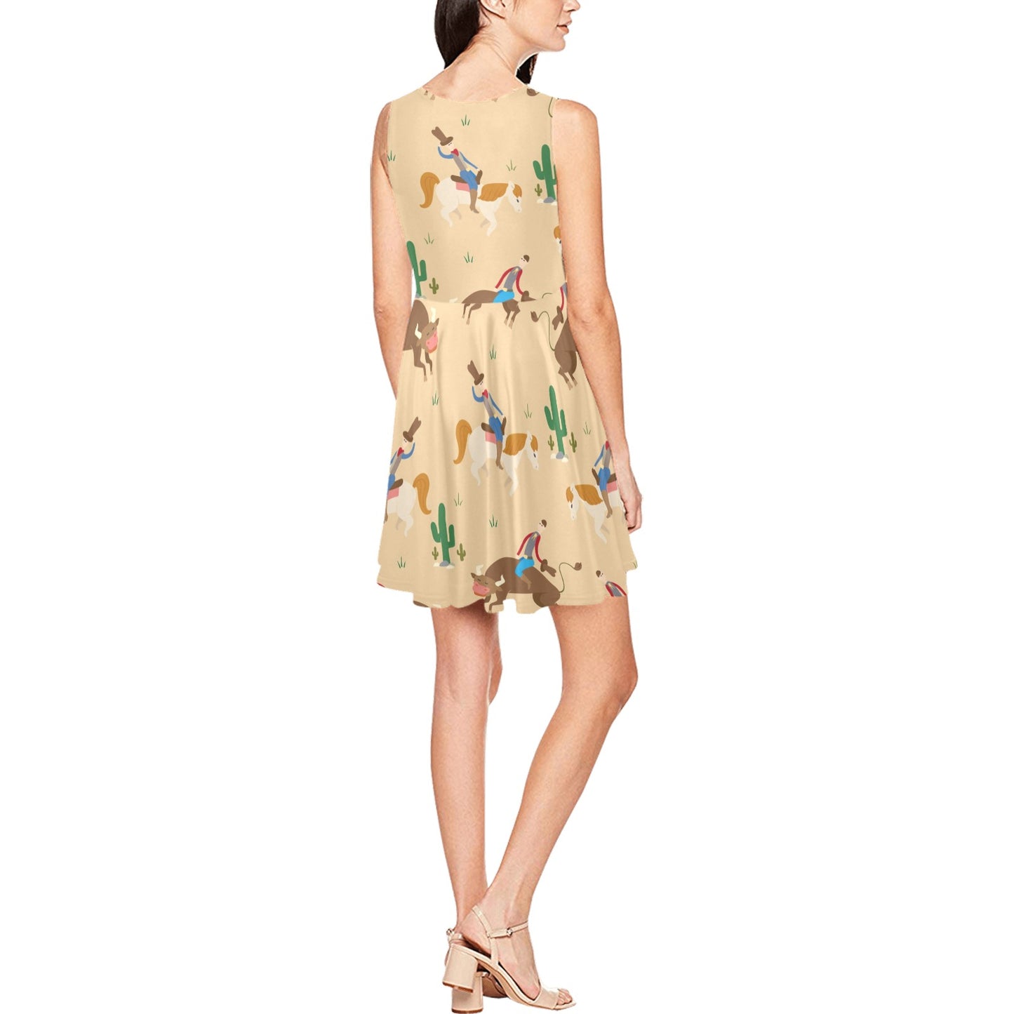 Rodeo Pattern Print Design A02 Sleeveless Dress