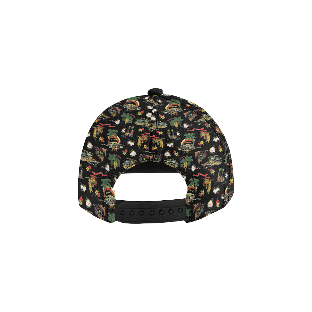 Hawaiian Island Themed Print Snapback Cap
