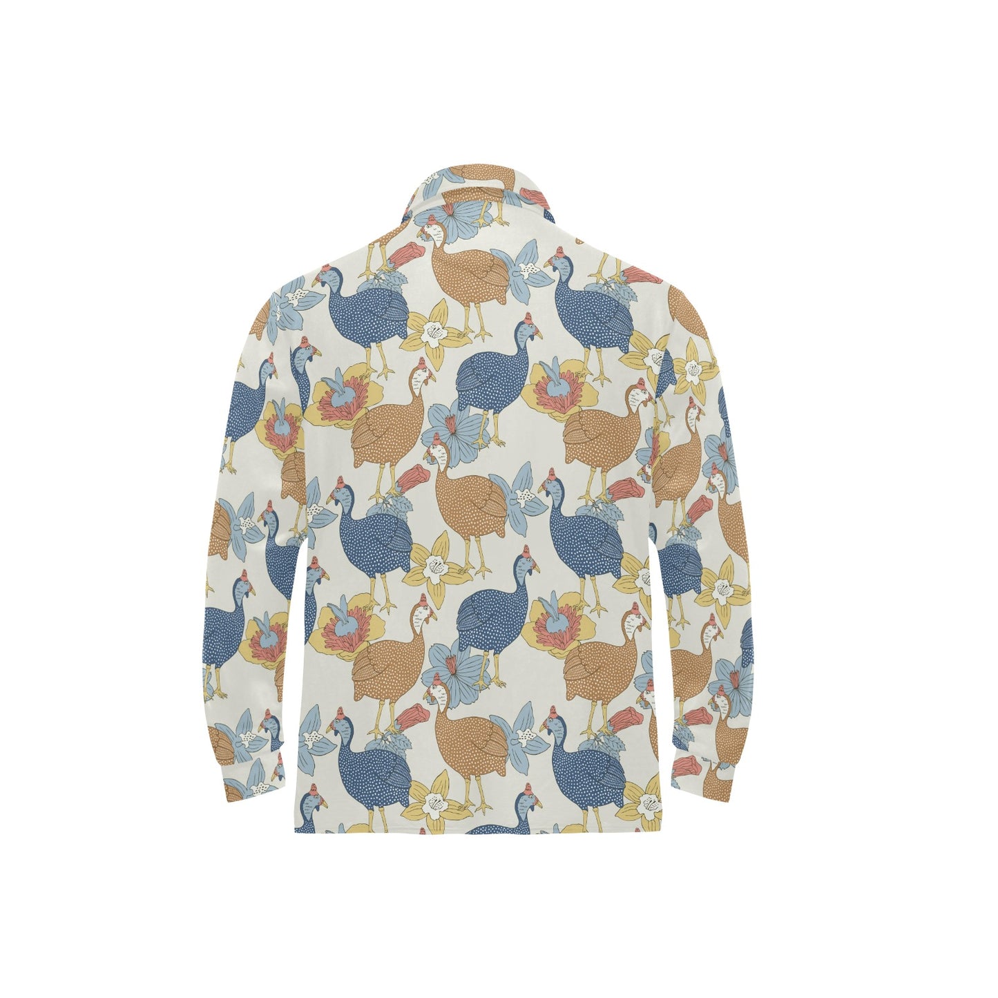 Guinea Fowl Pattern Print Design 01 Long Sleeve Polo Shirt For Men's